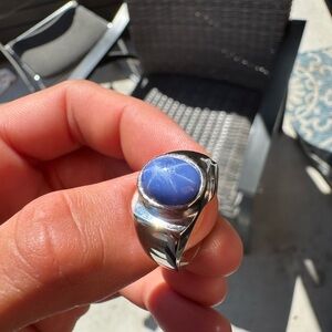 Silver Blue Stone Men's Ring